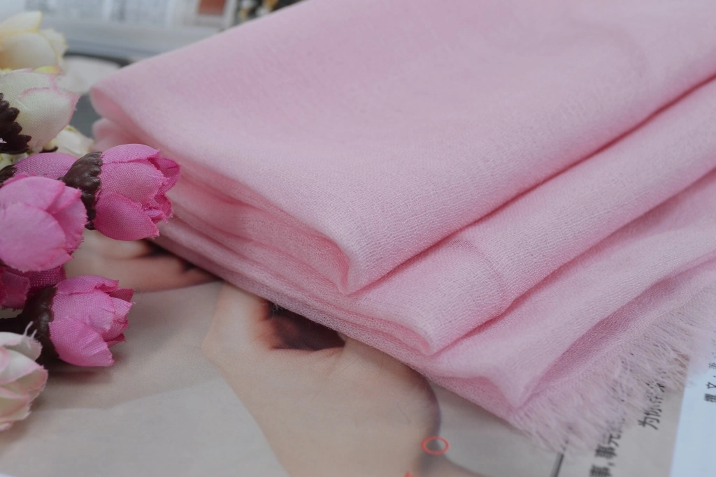 100% Worsted Spinning Cashmere Shawl Fashion Pink Scarf