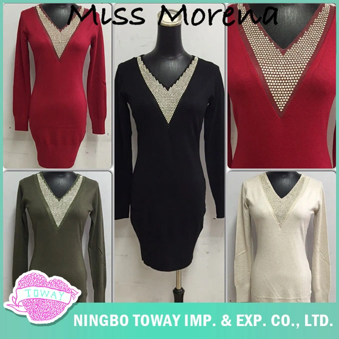 High Quality Ladies Clothing Best Fine Flower Beaded Knitwear Design