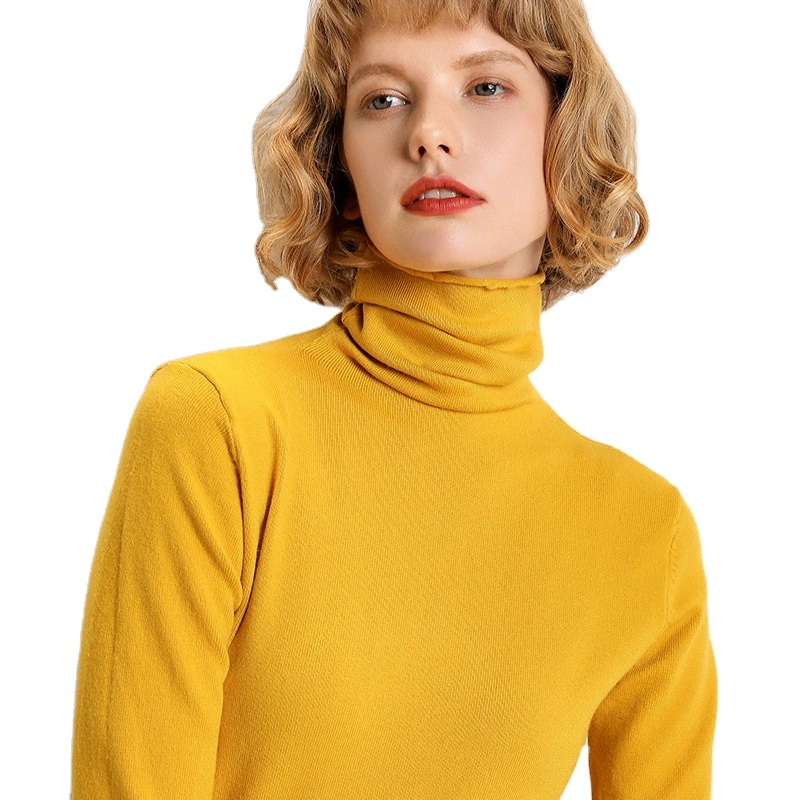 Custom Logo Ladies Pullover Sweater Long Sleeve Knitwear Turtleneck Women Clothes Girl Knitted Women Sweater