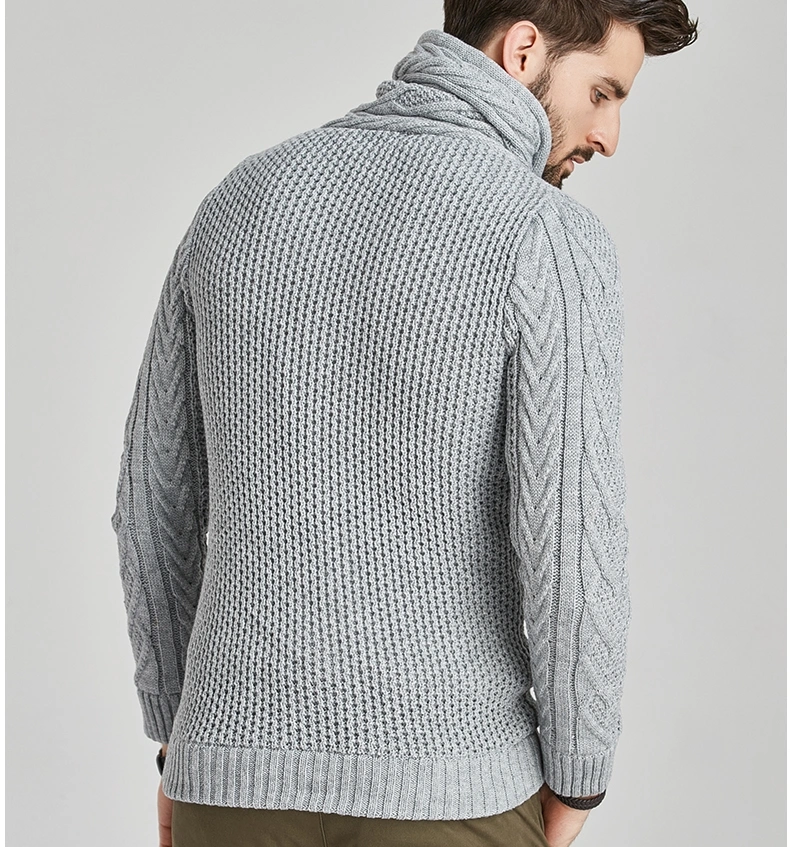 Men Cashmere Blended Knitwear Cable Cardigan Knitted Sweater Coat