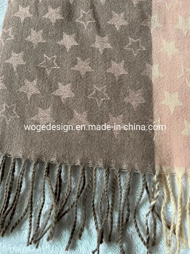 Yiwu Prime Producer Long Jacquard Star Polyester Yarn Soft Cashmere Feeling Scarf Dress Accessory